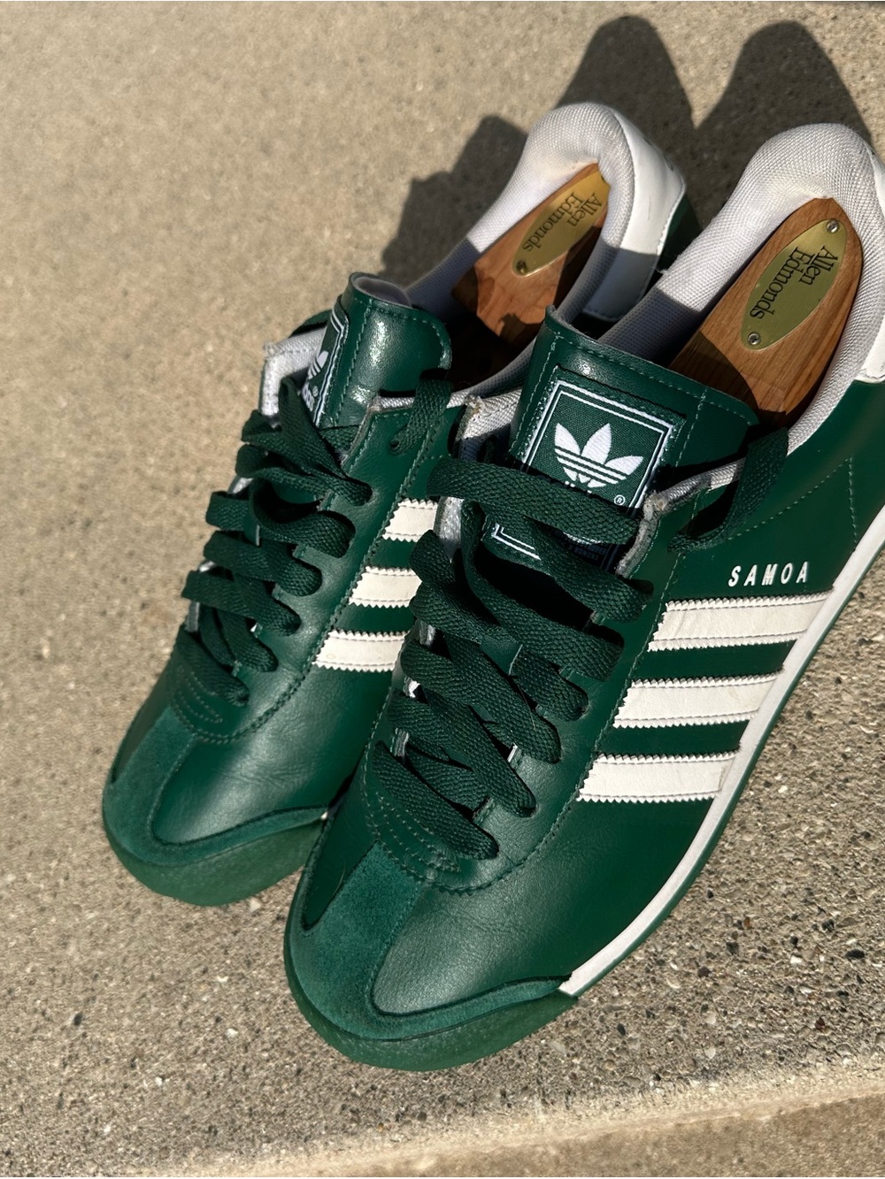 adidas Green and White Samoa Leather Sneakers